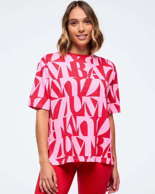 Zumba Haus Boxy Top With Side Slits - Red/Pink Z1T000837