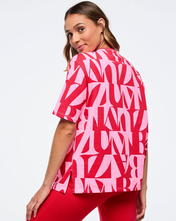 Zumba Haus Boxy Top With Side Slits - Red/Pink Z1T000837