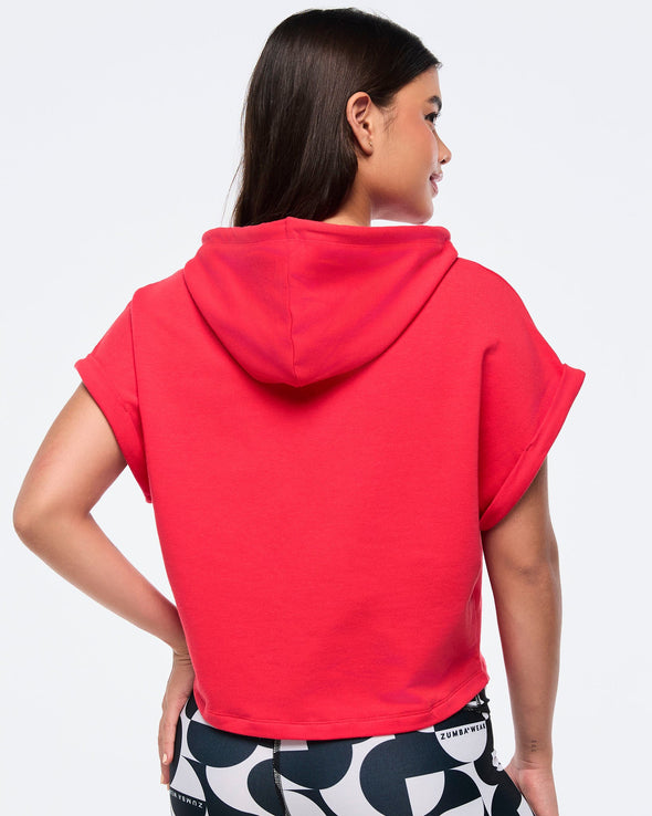 Zumba Haus Short Sleeve Crop Pullover Hoodie - Cherry Z1T000839