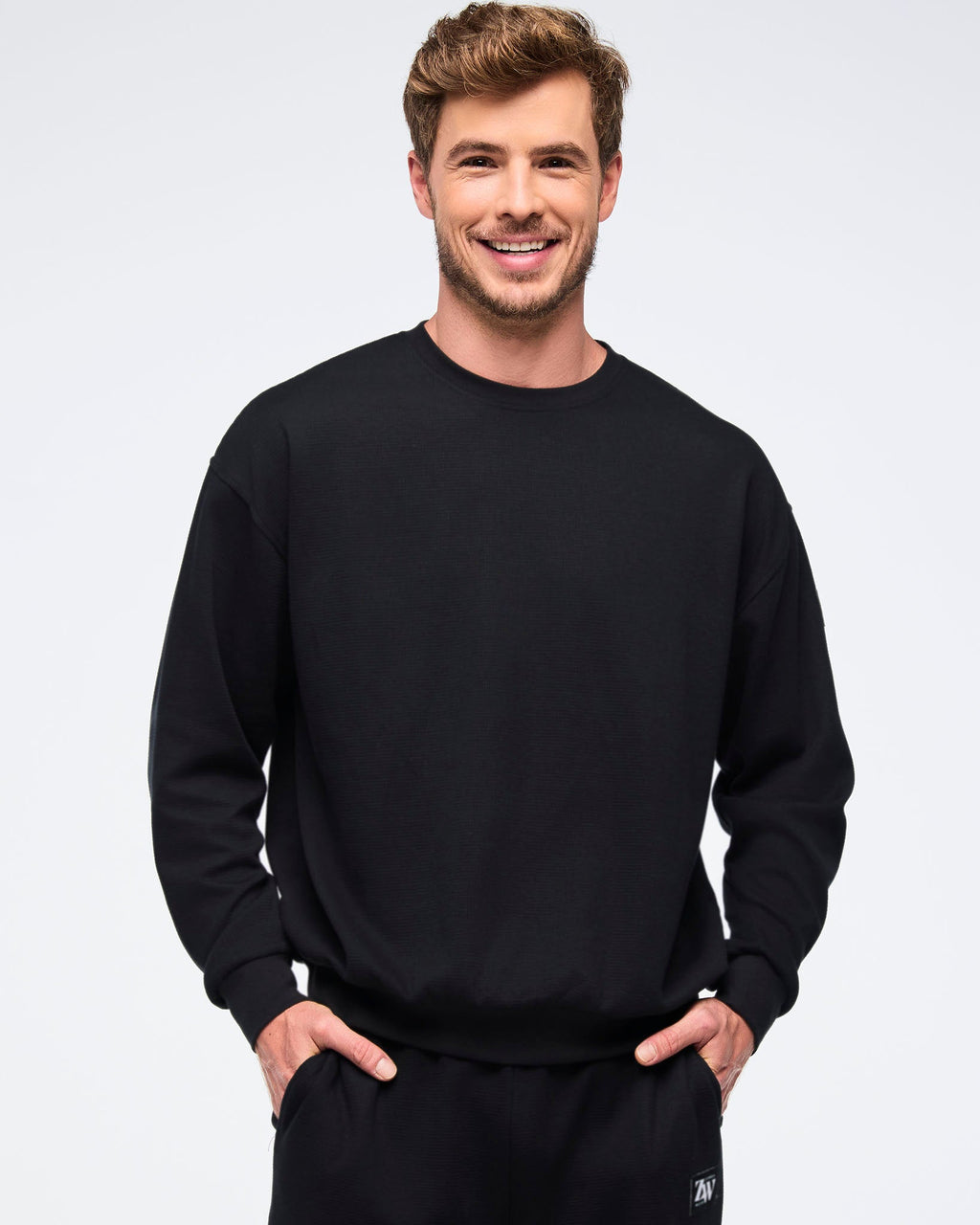 Zumba Haus Oversized Waffle Sweatshirt - Bold Black Z1T000840