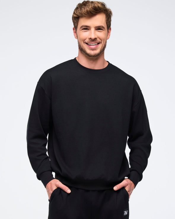 Zumba Haus Oversized Waffle Sweatshirt - Bold Black Z1T000840