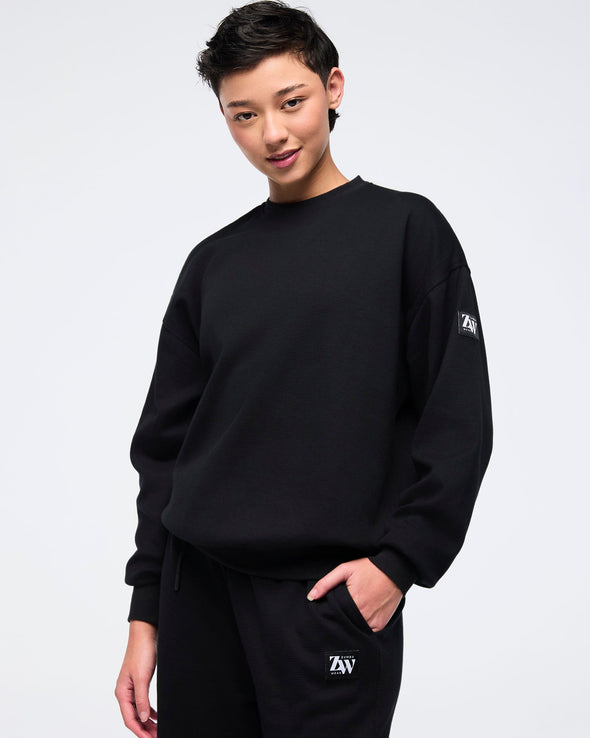 Zumba Haus Oversized Waffle Sweatshirt - Bold Black Z1T000840