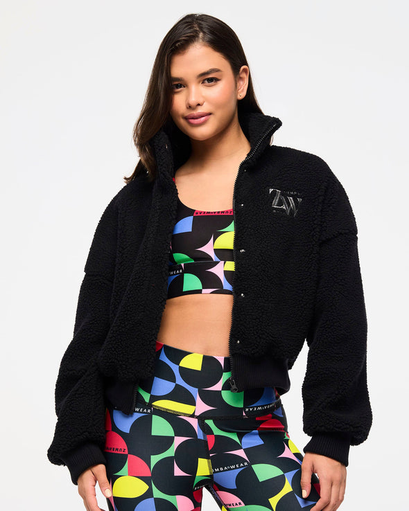 Zumba Haus High Neck Sherpa Jacket - Black Z1T000842