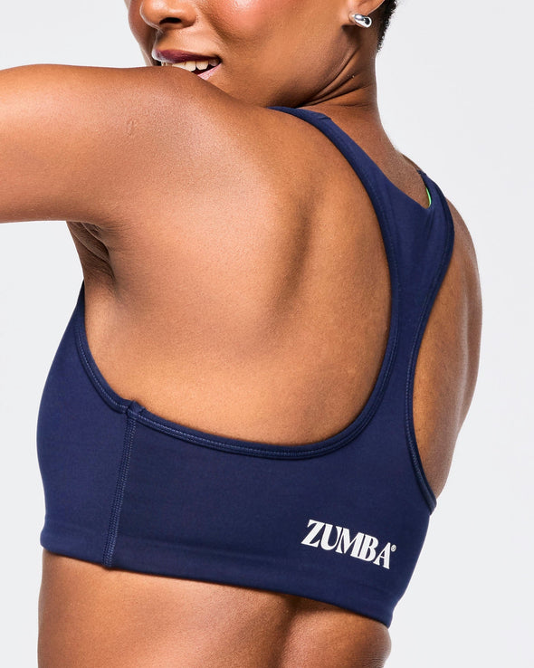 Zumba Out Loud Reversible Racerback Bra - Let's Go Indigo Z1T000844