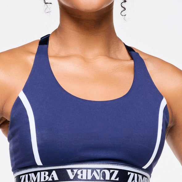 Zumba Out Loud Scoop Neck Adjustable Bra - Let's Go Indigo Z1T000845