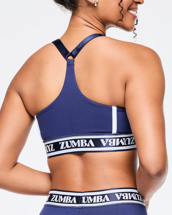 Zumba Out Loud Scoop Neck Adjustable Bra - Let's Go Indigo Z1T000845