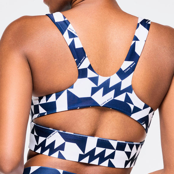 Zumba Out Loud Racerback Bra - Navy/White - Navy/White Z1T000846