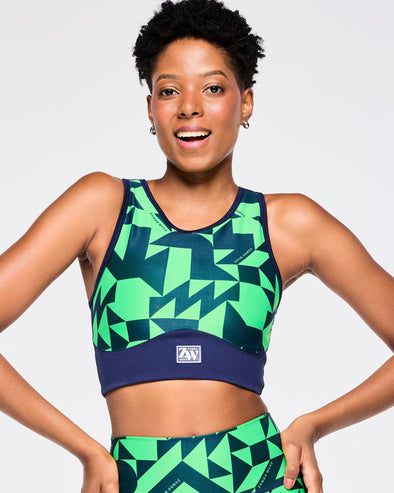 Zumba Out Loud Longline Bra - Navy/Green Z1T000847