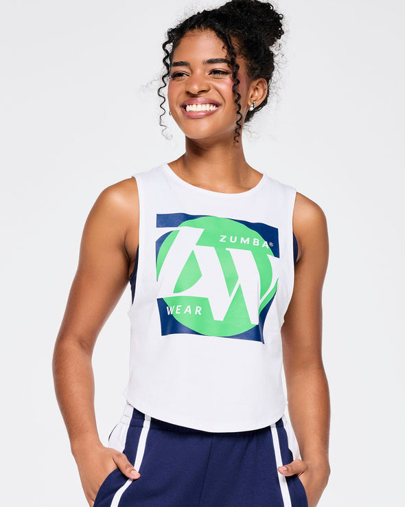 Zumba Out Loud Crop Muscle Tank - Wear It Out White Z1T000851