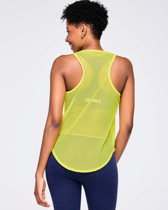 Zumba Out Loud Mesh Tank With Front Panel - Lemon Z1T000856