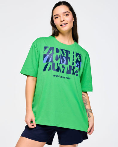 Zumba Out Loud Boxy Top With Side Slits - Green Z1T000863