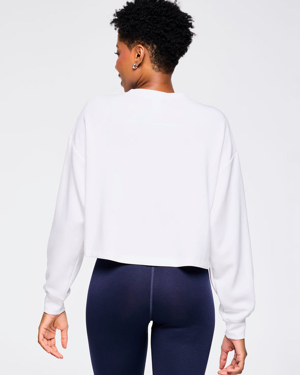 Zumba Out Loud Crew Neck Long Sleeve Oversized Crop Top - Wear It Out White Z1T000866