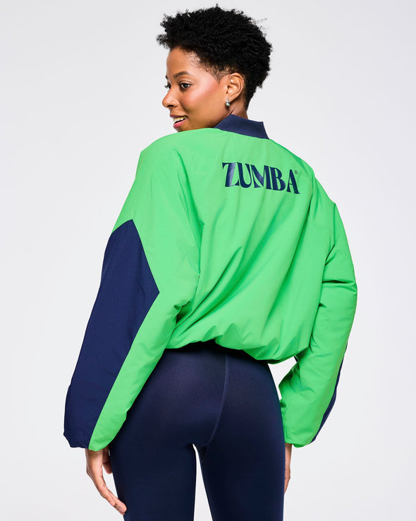 Zumba Out Loud Color Blocked Raglan Puffer Jacket - Green Z1T000868