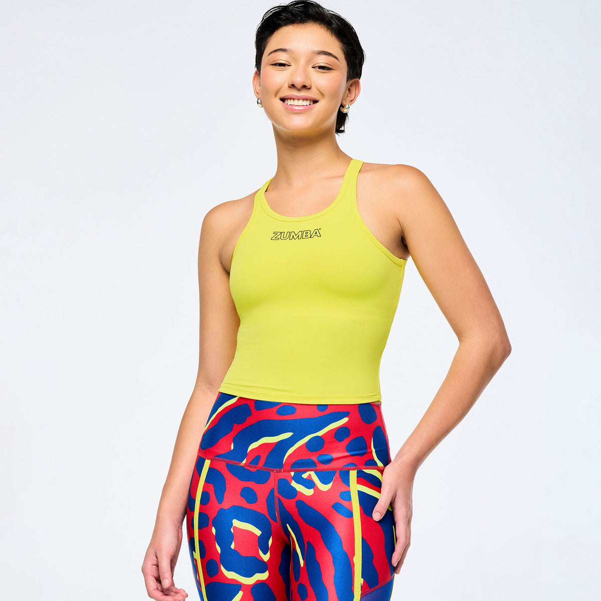 Victory Cami Tank With Shelf Bra - Surfs Up Blue / Lemon Z1T000888
