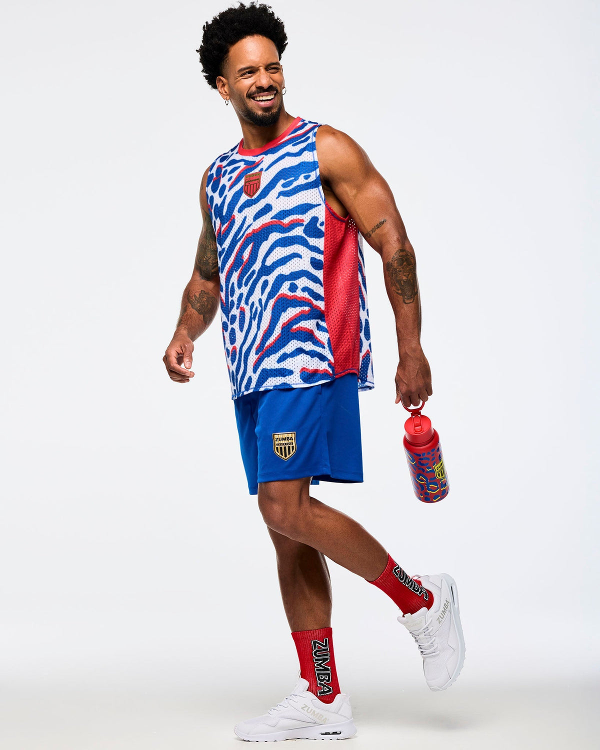 Victory Crew Neck Muscle Tank - White/Blue / Navy/Light Blue Z1T000890