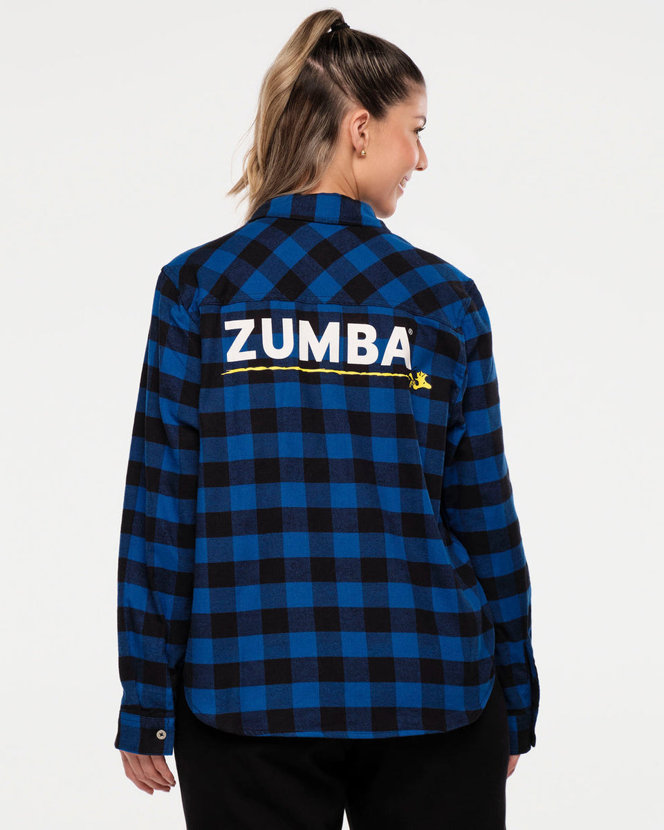 Zumba X Peanuts Long Sleeve Button Down - Surfs Up Blue