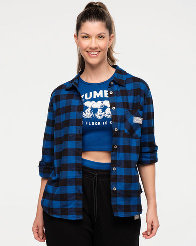 Zumba X Peanuts Long Sleeve Button Down - Surfs Up Blue Z1T000909