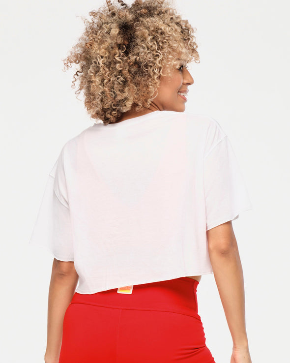 Zumba Explore Boxy Crop Top With Raw Edges - Wear It Out White Z1T000910