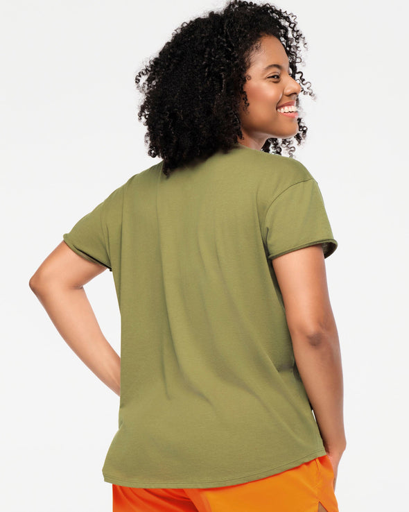 Zumba Explore High Low Crew Neck Top - Olive You Z1T000911