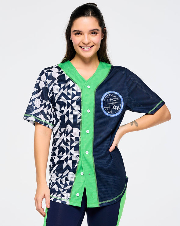 Zumba Out Loud Baseball Button Up Jersey - Let's Go Indigo Z1T000918