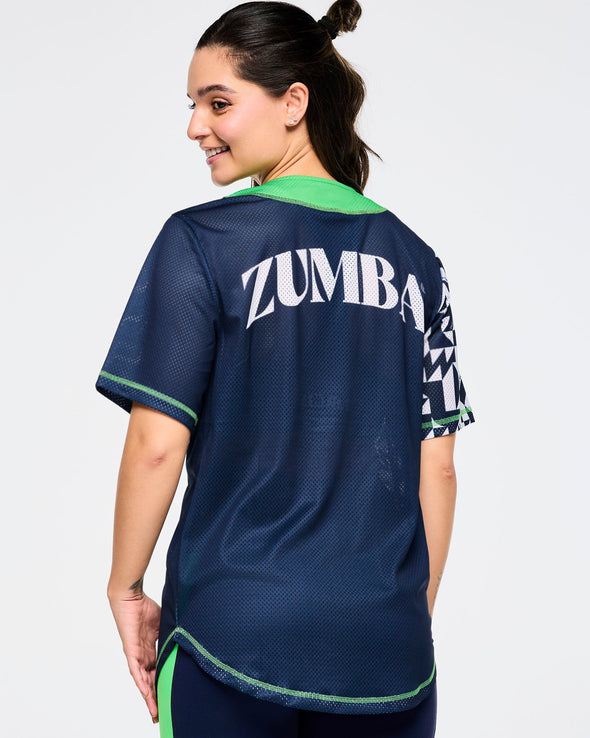 Zumba Out Loud Baseball Button Up Jersey - Let's Go Indigo Z1T000918