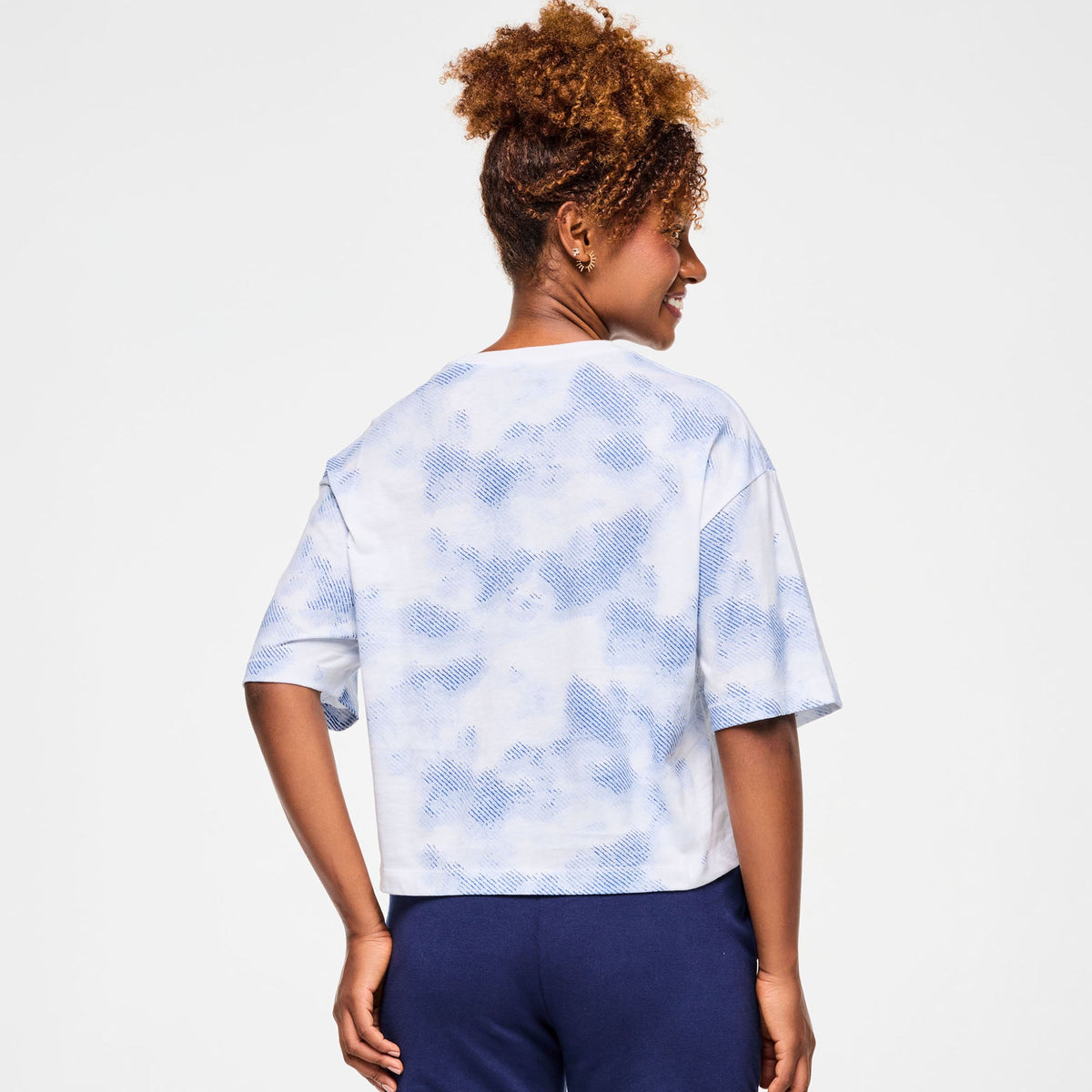 Blue Jean Oversized Boxy Crop Top - Wear It Out White Z1T000921