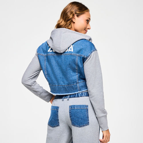 Blue Jean Crop Pullover Hoodie - Denim Z1T000923