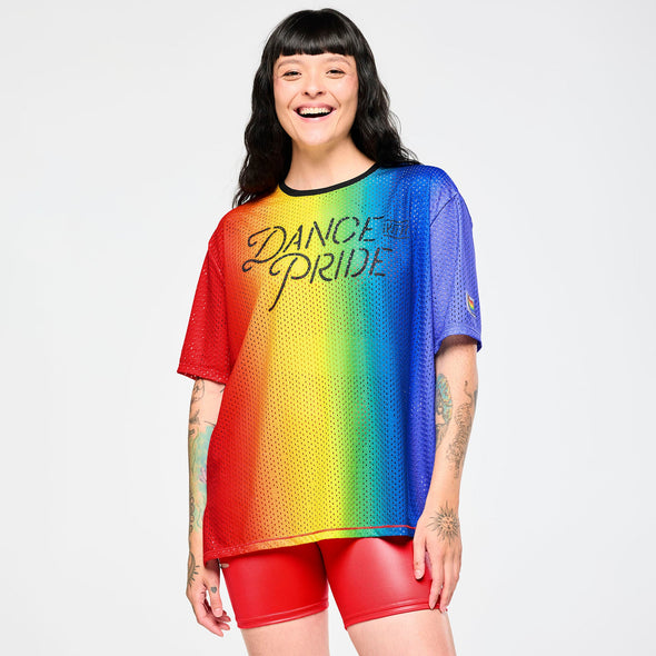 Zumba Boxy Mesh Top With Side Slits - Rainbow Z1T000928