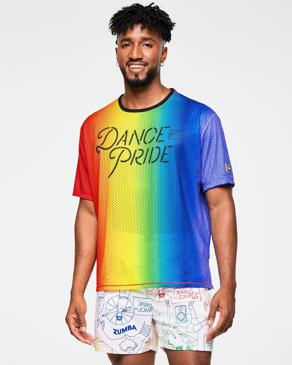 Zumba Boxy Mesh Top With Side Slits - Rainbow Z1T000928