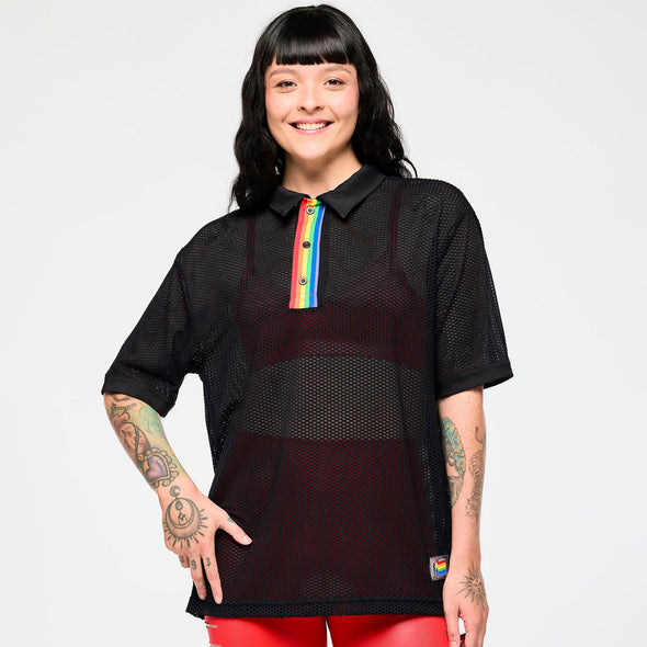 Zumba Oversized Mesh Polo - Bold Black Z1T000930