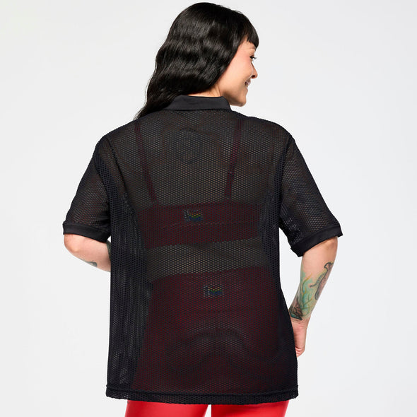 Zumba Oversized Mesh Polo - Bold Black Z1T000930