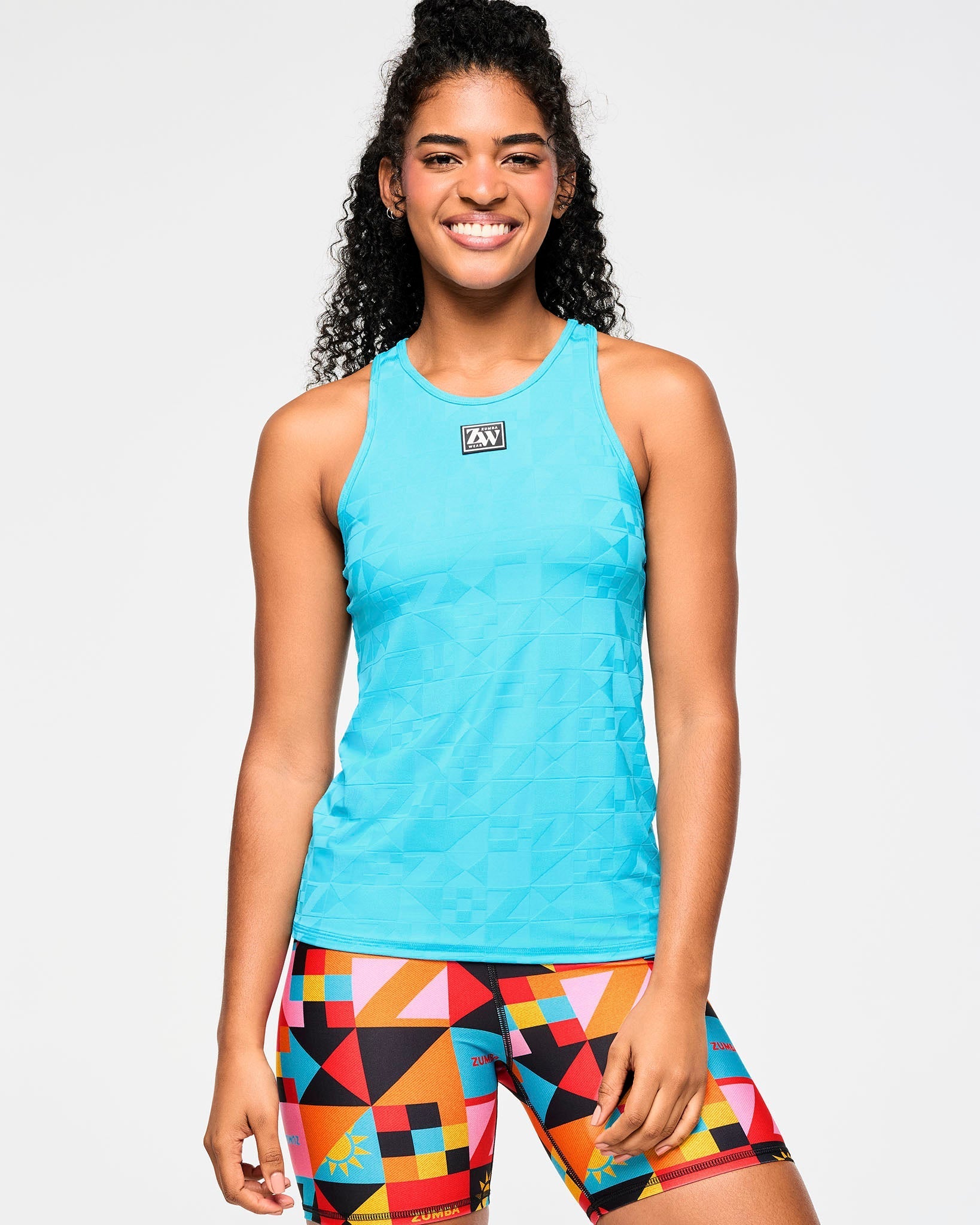 Zumba Rays High Neck Tank - Sunny Daze / All Out Aqua / Bold Black Z1T000937 Zumba Rays High Neck Tank - Sunny Daze / All Out Aqua / Bold Black Z1T000937