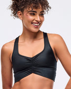 Zumba Libre Shiny Longline Ruched Bra - Bold Black Z1T000939