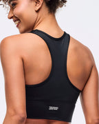 Zumba Libre Shiny Longline Ruched Bra - Bold Black Z1T000939