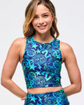 Zumba Libre High Neck Crop Tank - Blue/Green Z1T000942