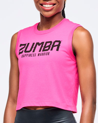 Zumba Libre Crew Neck Crop Tank - Shocking Pink Z1T000944