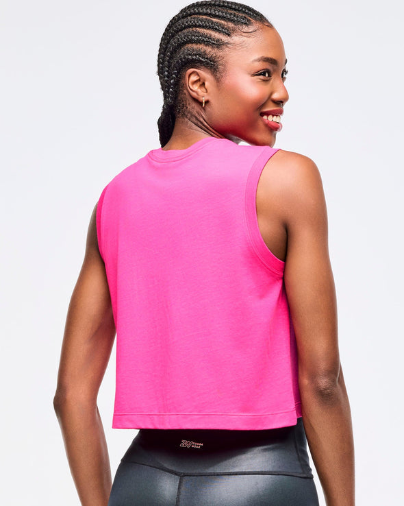Zumba Libre Crew Neck Crop Tank - Shocking Pink Z1T000944