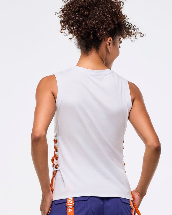 Zumba Libre Tank With Lace Up Detail - Bold Black / Wear It Out White Z1T000950