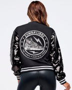 Zumba Libre Bomber Jacket With Sequin Sleeves - Bold Black Z1T000963