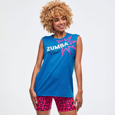 Sizzlin' Crew Neck Muscle Tank - Peek-A-Blue / Sunrays Z1T000969