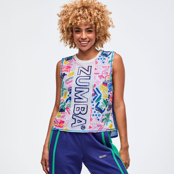 Sizzlin' Loose Muscle Tank - White/Blue Z1T000971