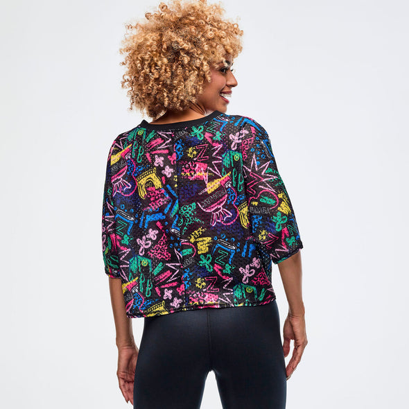 Sizzlin' Boxy Dolman Crop Top - Black/Pink Z1T000973