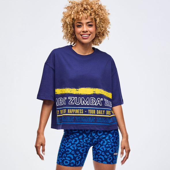 Sizzlin' Oversized Boxy Crop Top - Bold Black /  Soft Navy Z1T000979