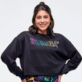 Sizzlin' Long Sleeve Oversized Crop Top - Bold Black Z1T000980