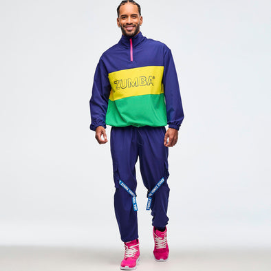 Sizzlin' Half-Zip Oversized Pullover Jacket -  Dark Blue/Green Z1T000982