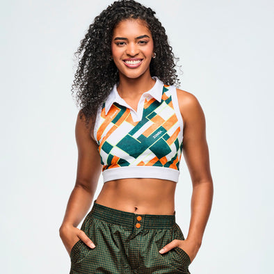 Class of 2001 Crop Racerback Polo - White/Orange - Dark Blue/Orange Z1T000988