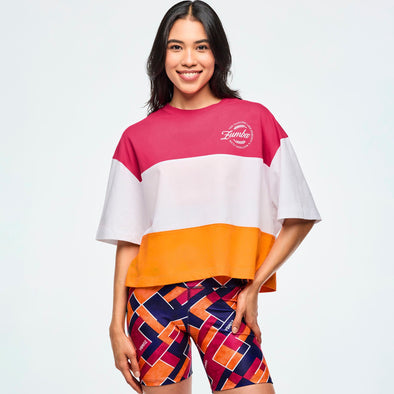Class of 2001 Boxy Crop Top -  Pink/White Z1T000995