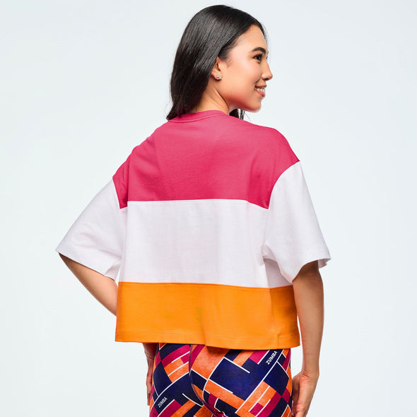 Class of 2001 Boxy Crop Top -  Pink/White Z1T000995