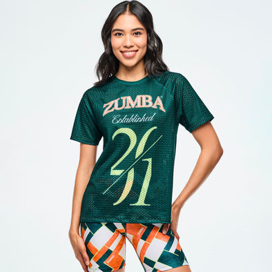 Class of 2001 Mesh Crew Neck Top - Teal Tango Z1T000997