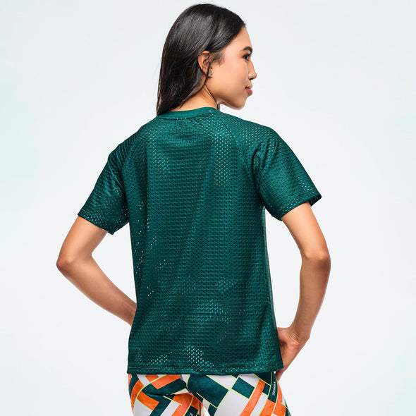 Class of 2001 Mesh Crew Neck Top - Teal Tango Z1T000997